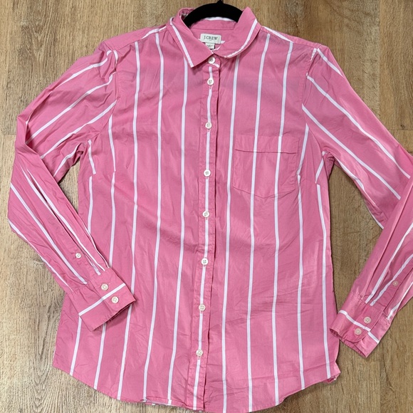 J. Crew Tops - J. Crew women's Pink and White Striped Shirt